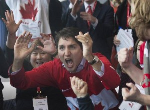 Justin Trudeau reacts to the results of the delegate vote for a National Transportation Strategy